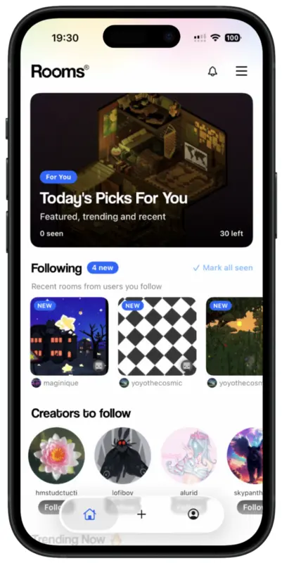 The new Rooms home screen
